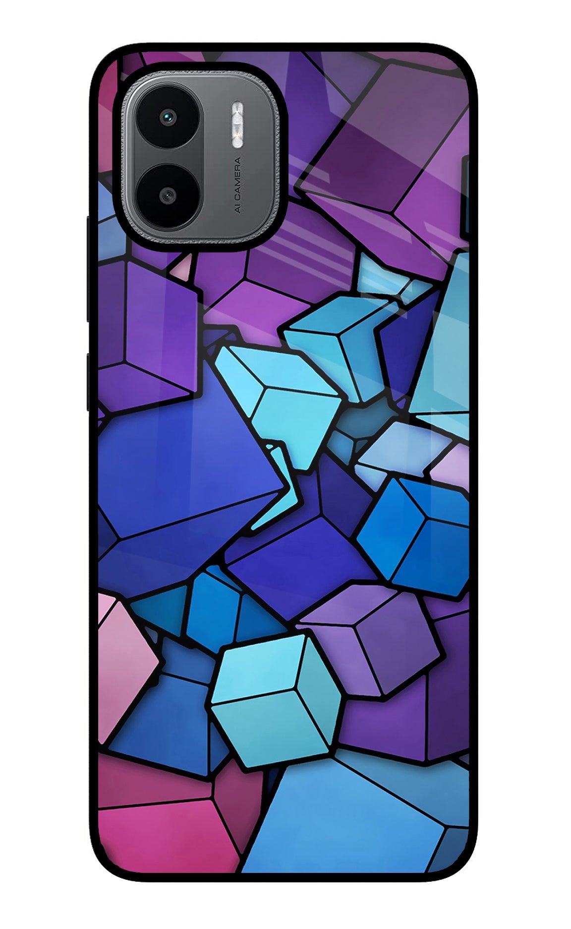 Cubic Abstract Redmi A1/A2 Glass Case