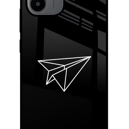 Paper Plane White Redmi A1/A2 Glass Case Back Cover by Casekaro