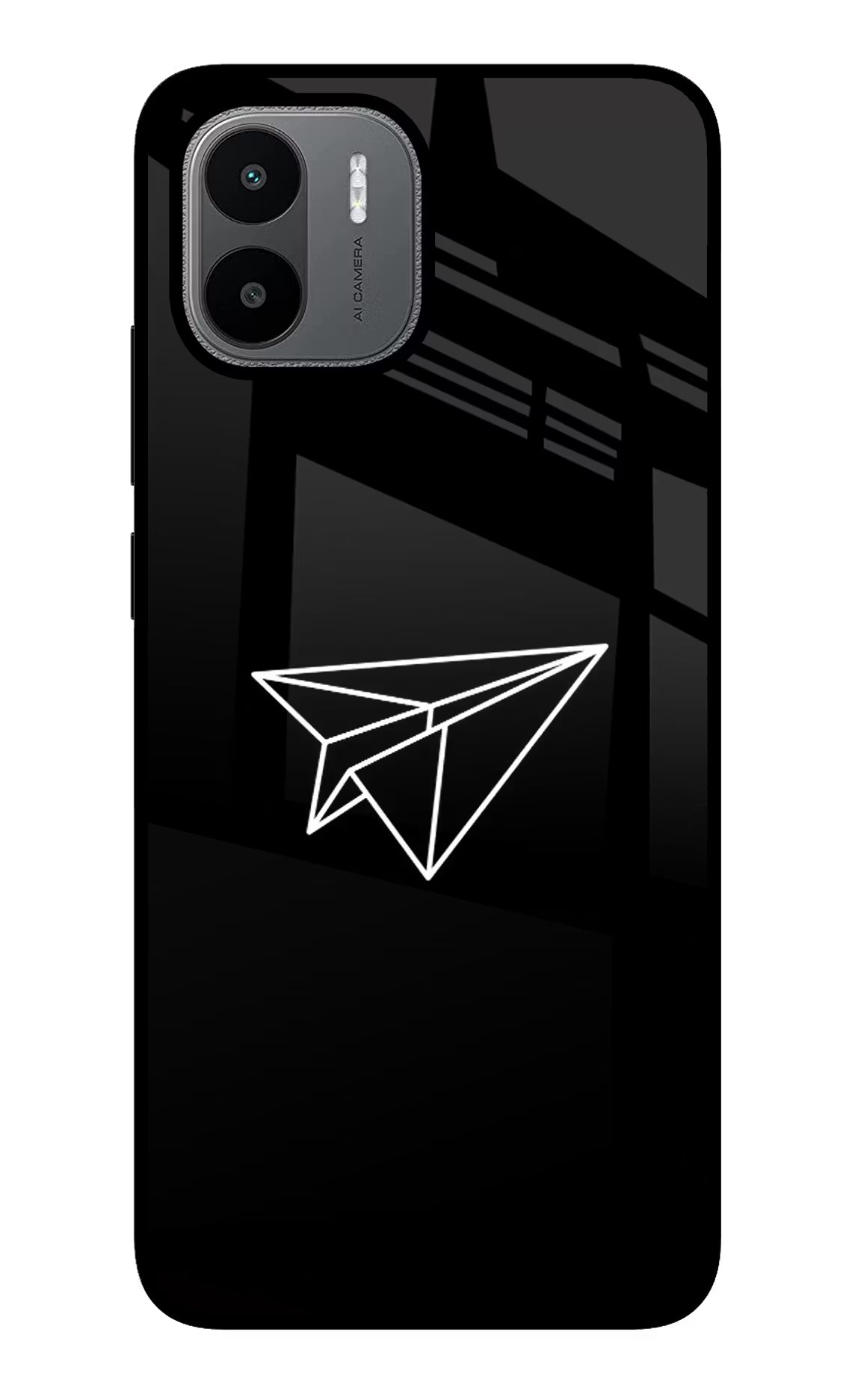 Paper Plane White Redmi A1/A2 Glass Case Back Cover by Casekaro