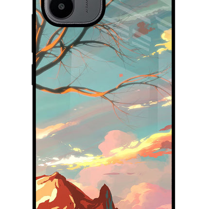 Scenery Redmi A1/A2 Glass Case Back Cover by Casekaro