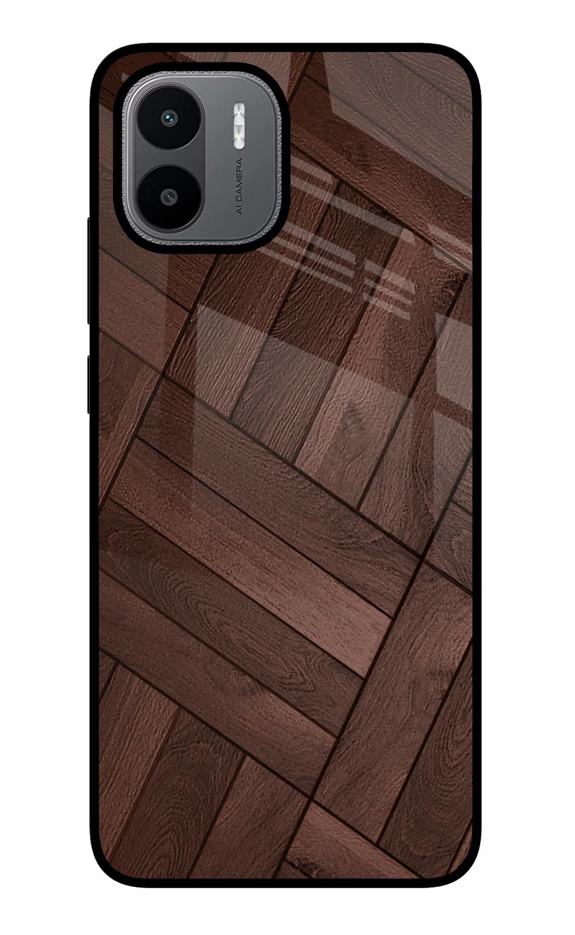 Wooden Texture Design Redmi A1/A2 Glass Case Back Cover by Casekaro