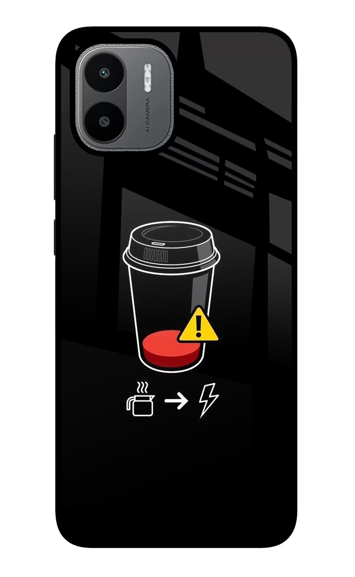 Coffee Redmi A1/A2 Glass Case Back Cover by Casekaro