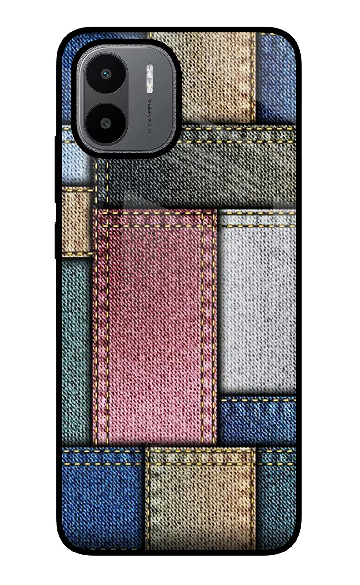 Multicolor Jeans Redmi A1/A2 Glass Case Back Cover by Casekaro