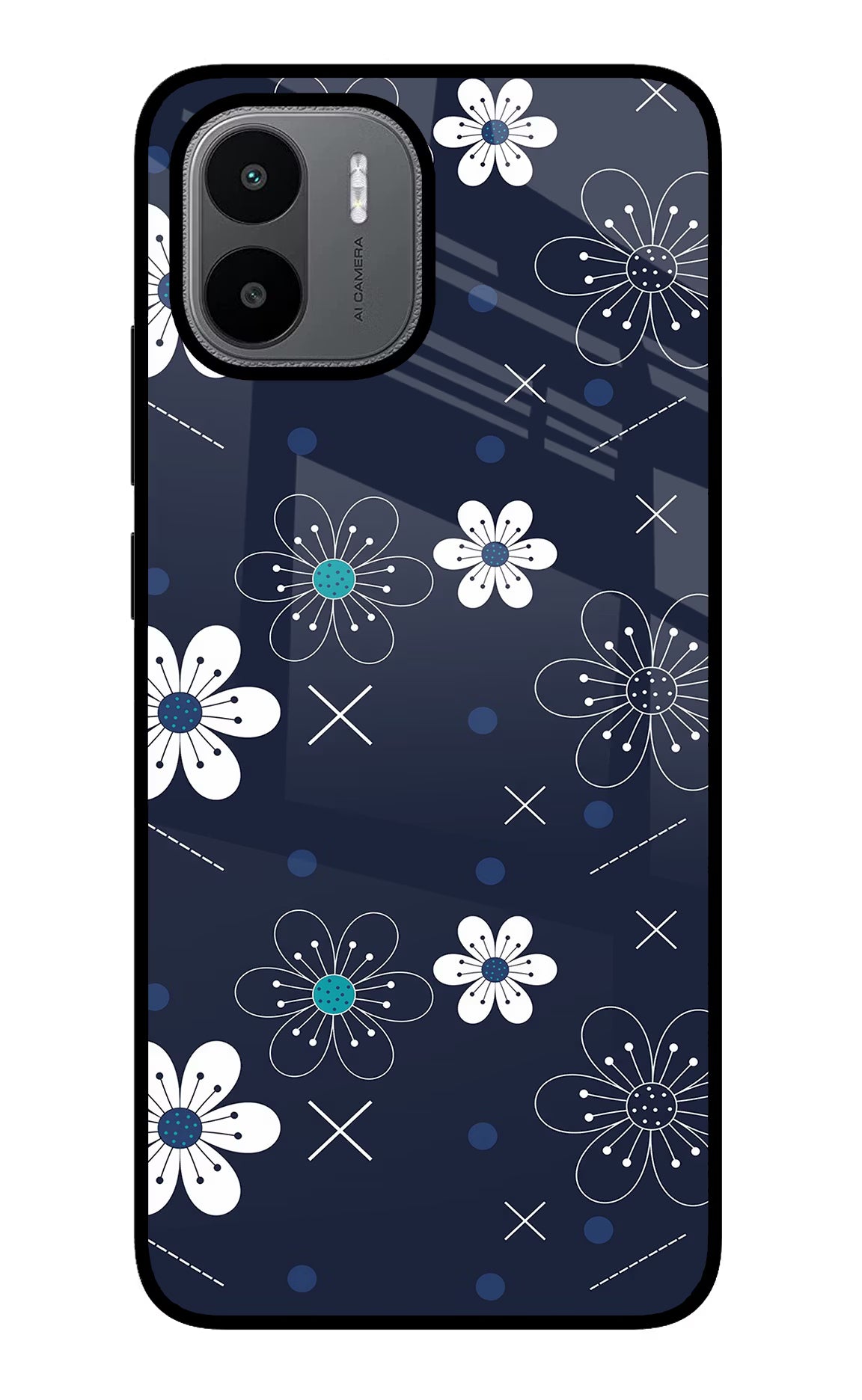 Flowers Redmi A1/A2 Glass Case Back Cover by Casekaro