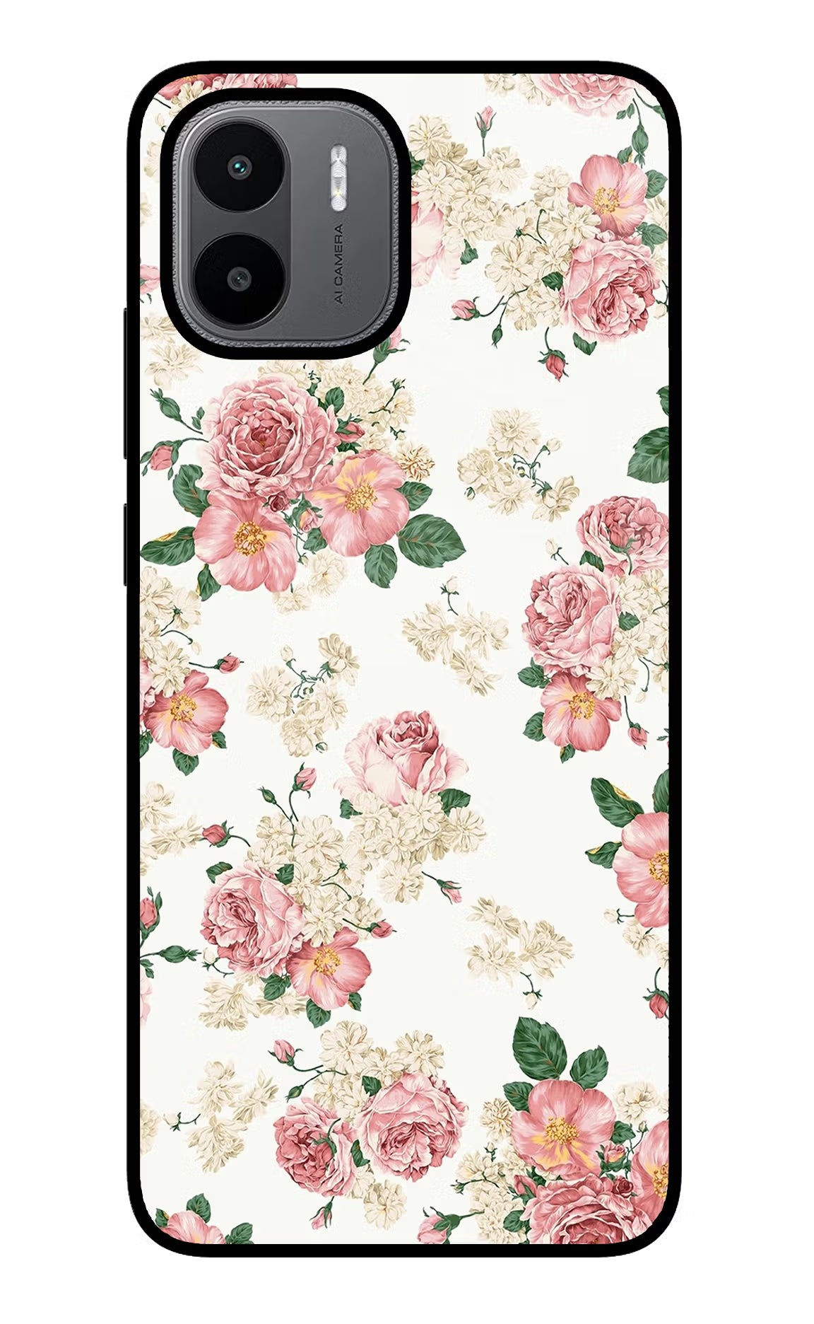 Flowers Redmi A1/A2 Glass Case Back Cover by Casekaro