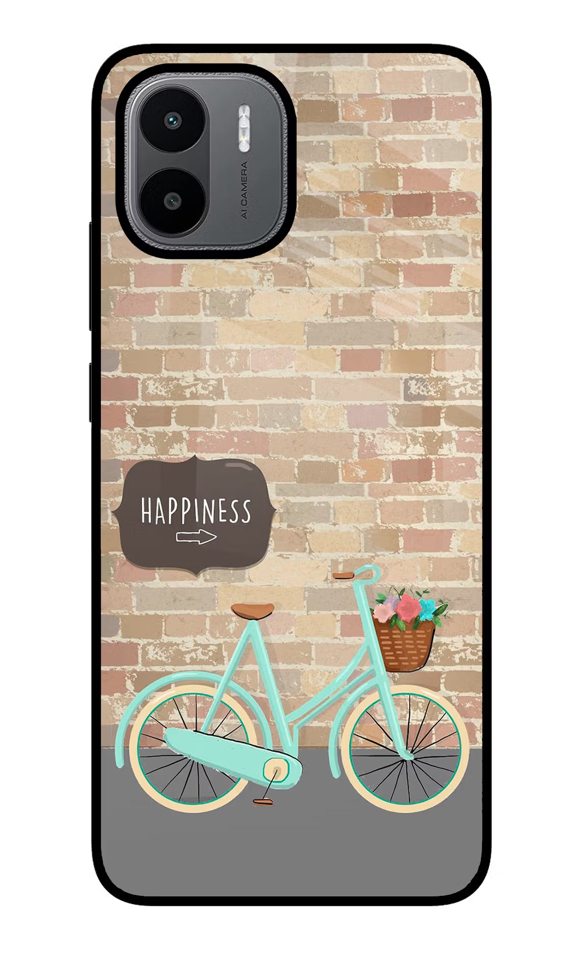 Happiness Artwork Redmi A1/A2 Glass Case Back Cover by Casekaro