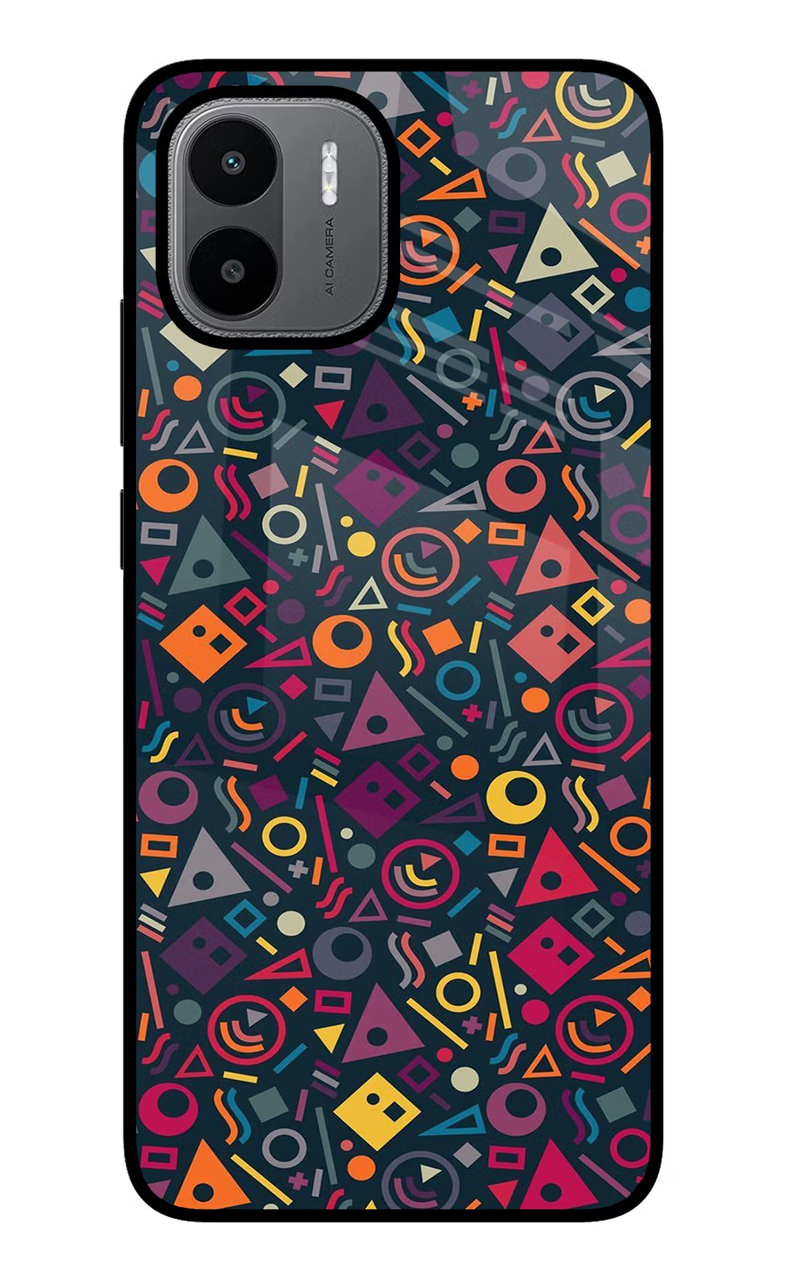 Geometric Abstract Redmi A1/A2 Glass Case Back Cover by Casekaro