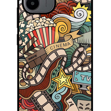 Cinema Abstract Redmi A1/A2 Glass Case Back Cover by Casekaro