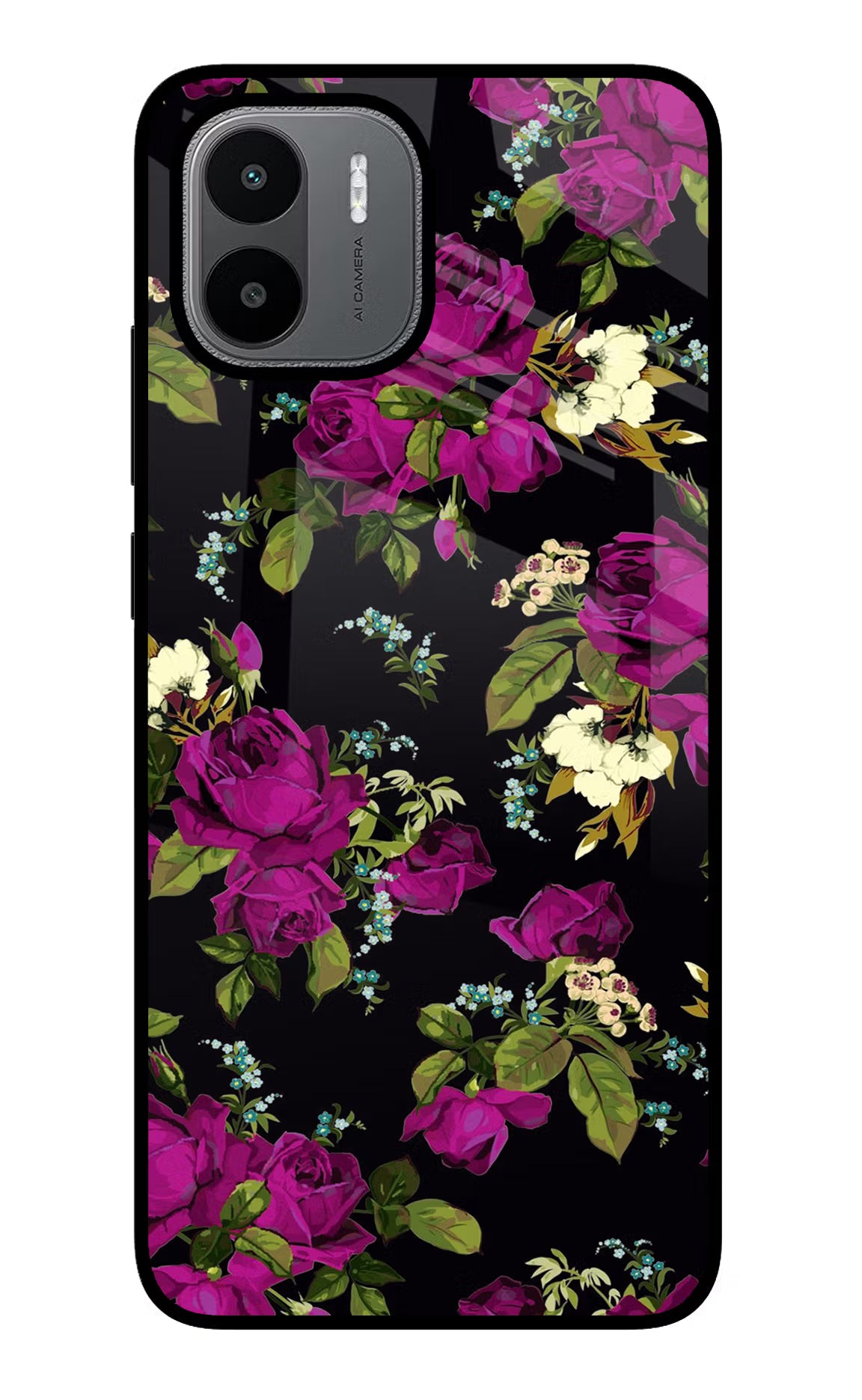 Flowers Redmi A1/A2 Glass Case Back Cover by Casekaro