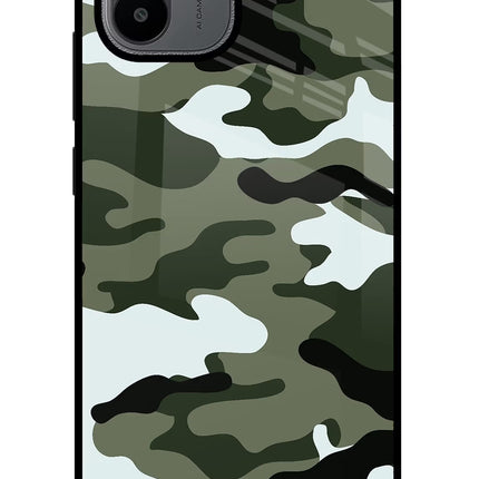 Camouflage Redmi A1/A2 Glass Case Back Cover by Casekaro