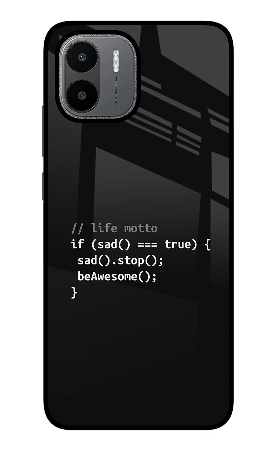 Life Motto Code Redmi A1/A2 Back Cover, Glass case