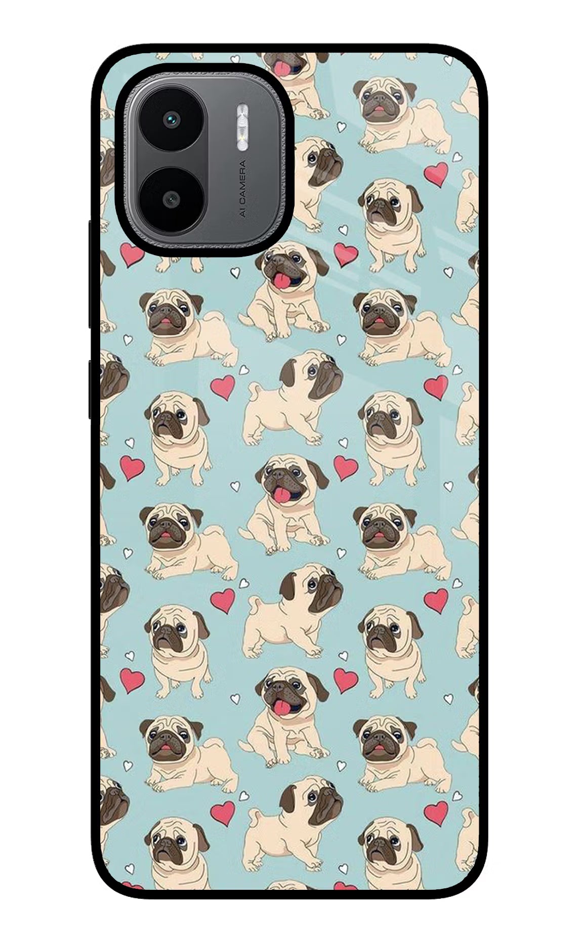 Pug Dog Redmi A1/A2 Glass Case Back Cover by Casekaro