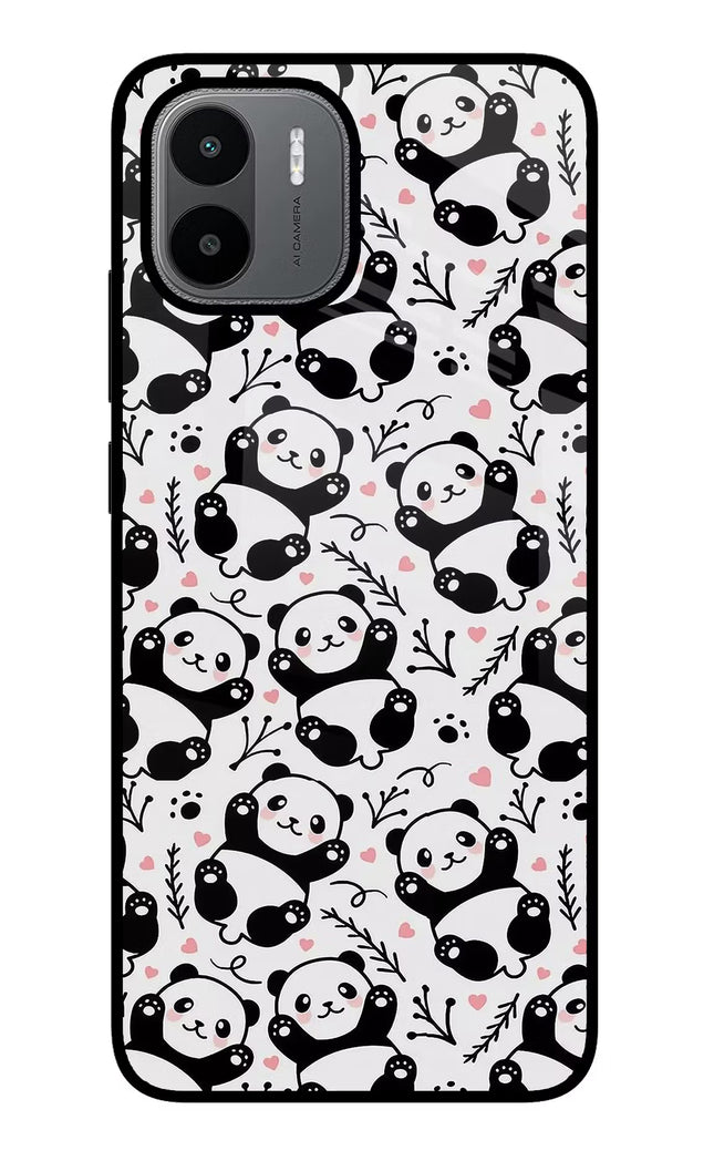 Cute Panda Redmi A1/A2 Glass Case Back Cover by Casekaro