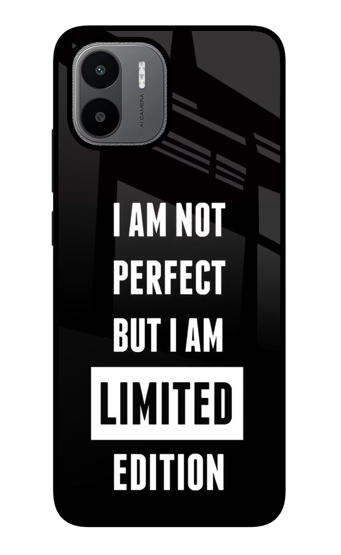 I Am Not Perfect But I Am Limited Edition Redmi A1/A2 Glass Case Back Cover by Casekaro