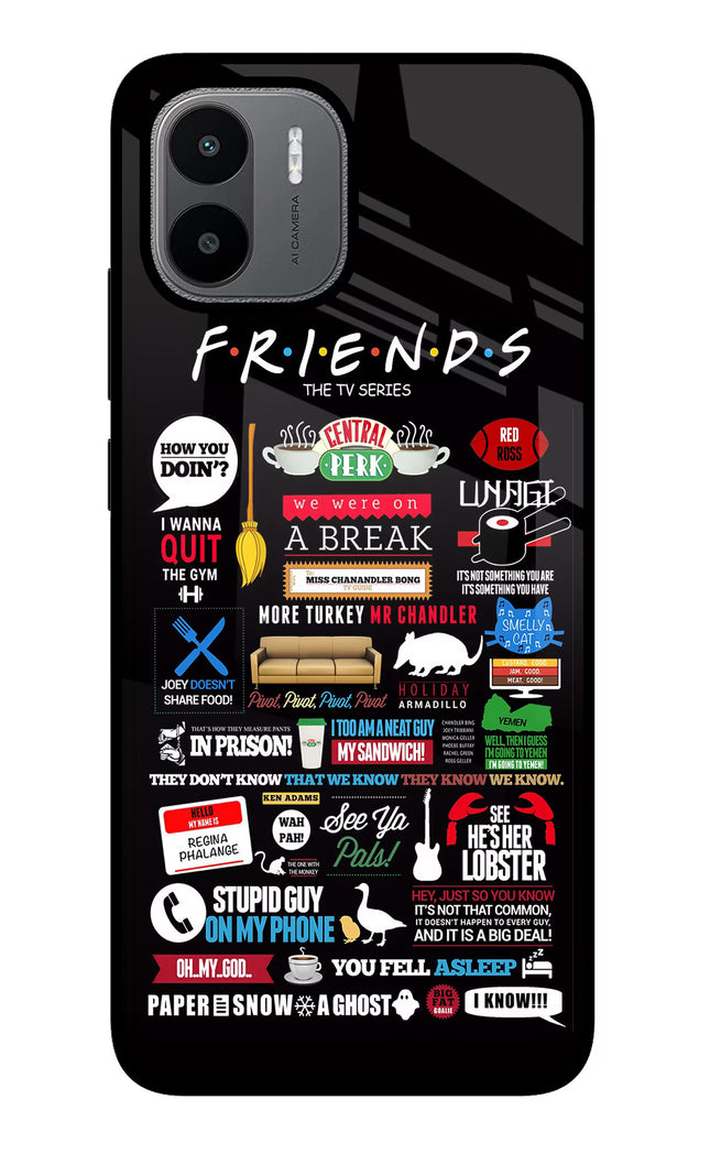 FRIENDS Redmi A1/A2 Glass Case Back Cover by Casekaro