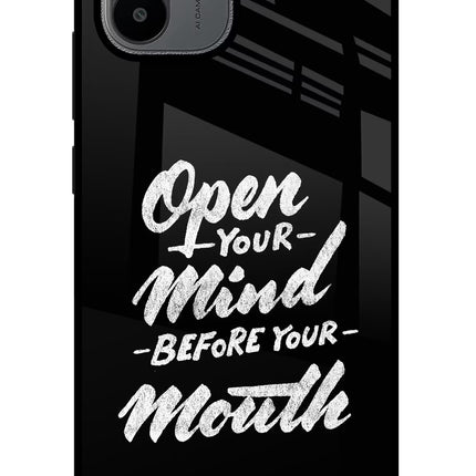 Open Your Mind Before Your Mouth Redmi A1/A2 Glass Case Back Cover by Casekaro