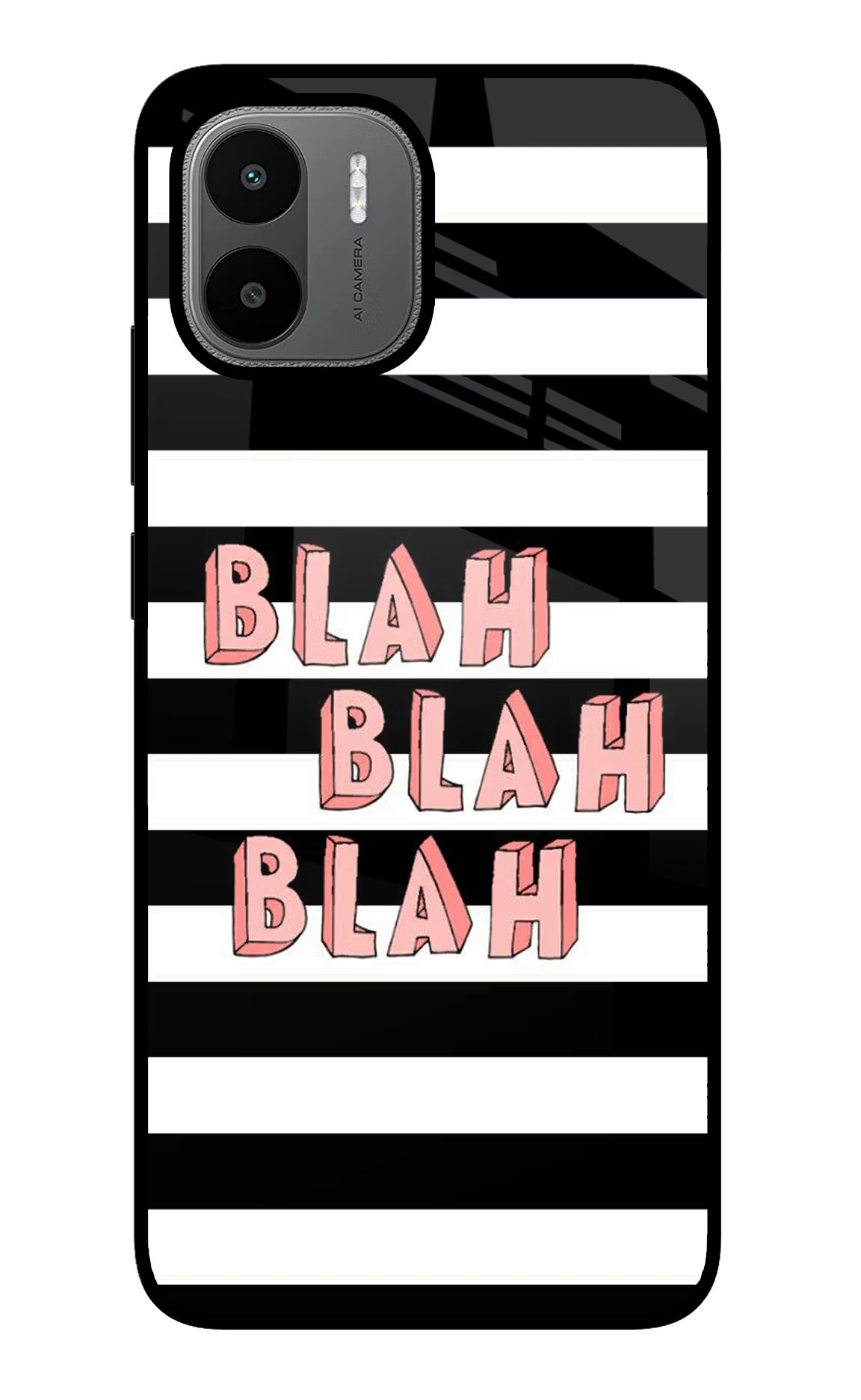 Blah Blah Blah Redmi A1/A2 Glass Case Back Cover by Casekaro