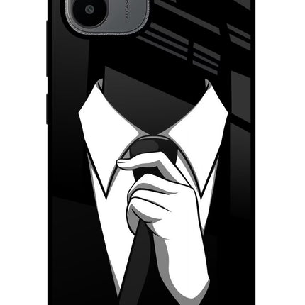 Black Tie Redmi A1/A2 Glass Case Back Cover by Casekaro