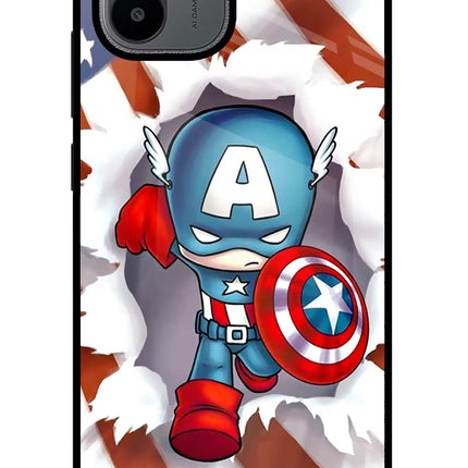Captain America Redmi A1/A2 Glass Case Back Cover by Casekaro