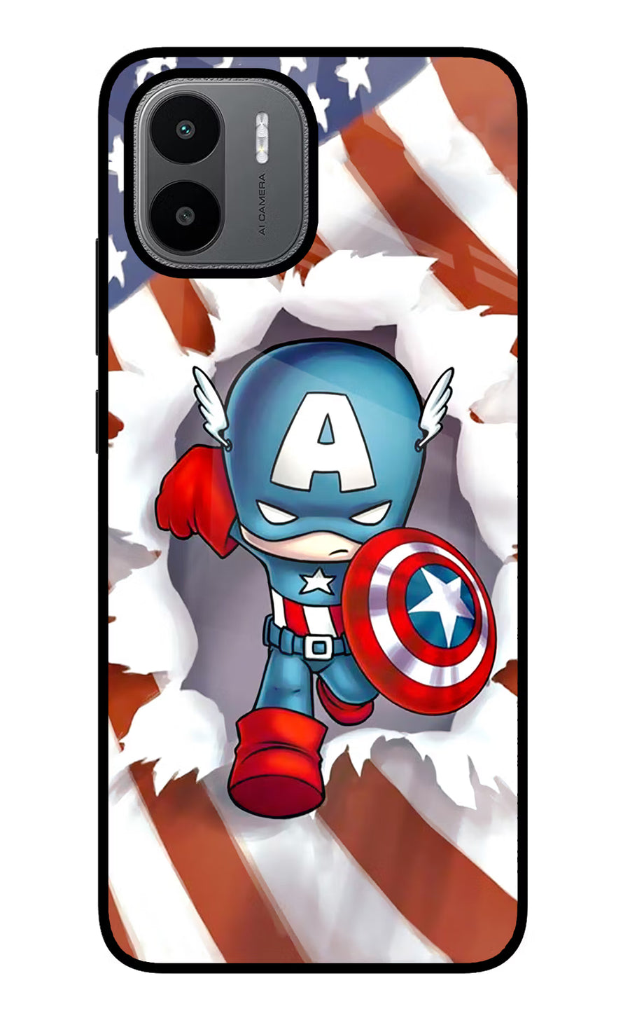 Captain America Redmi A1/A2 Back Cover, Glass case