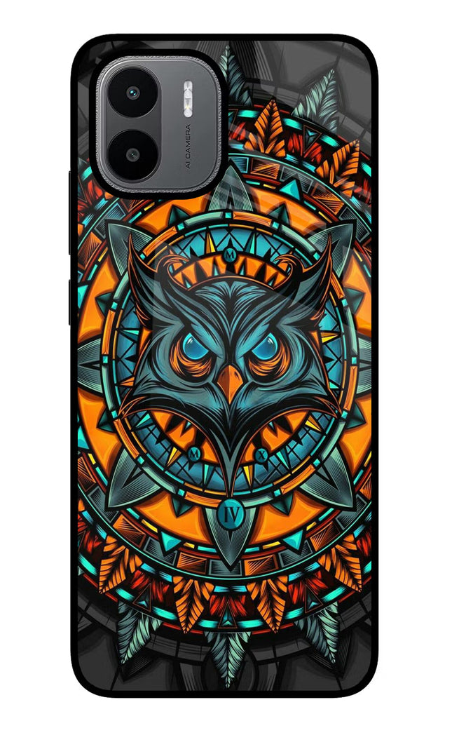 Angry Owl Art Redmi A1/A2 Glass Case Back Cover by Casekaro