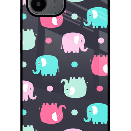 Elephants Redmi A1/A2 Glass Case Back Cover by Casekaro