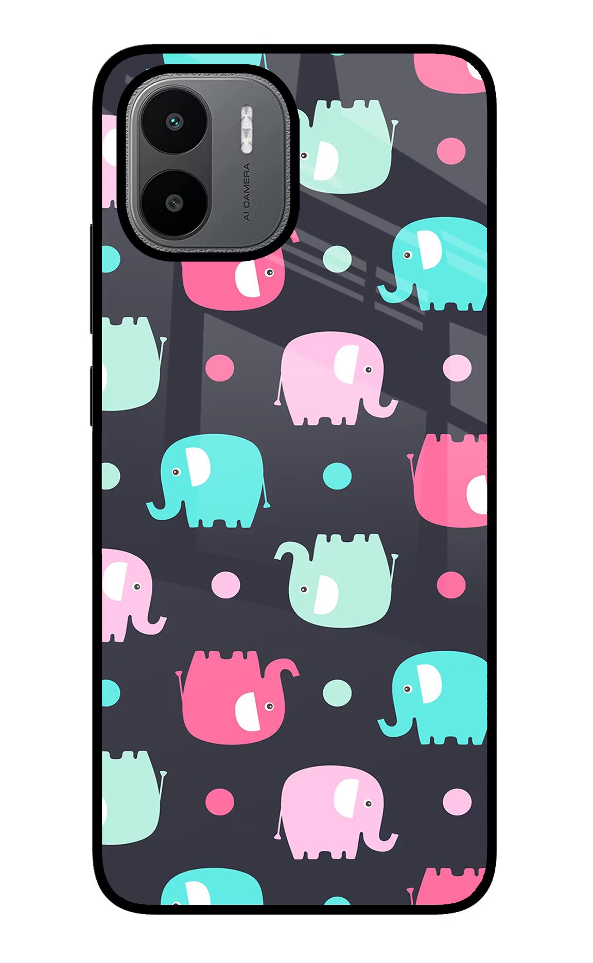 Elephants Redmi A1/A2 Glass Case Back Cover by Casekaro