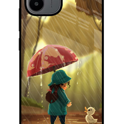 Rainy Day Redmi A1/A2 Glass Case Back Cover by Casekaro