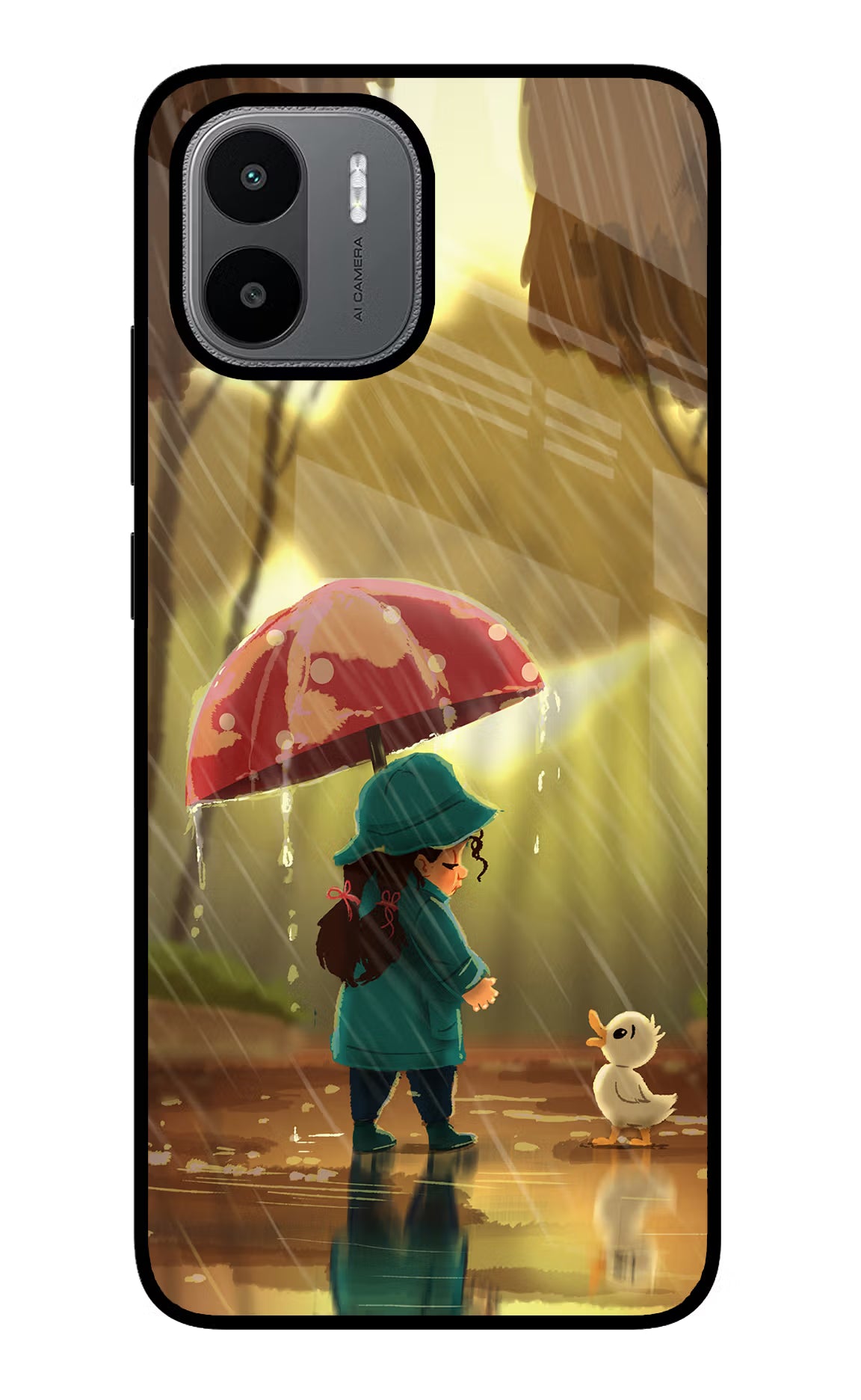 Rainy Day Redmi A1/A2 Glass Case Back Cover by Casekaro