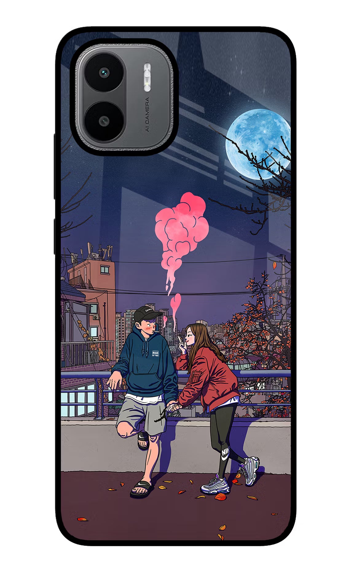 Chilling Couple Redmi A1/A2 Glass Case Back Cover by Casekaro