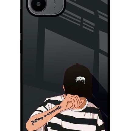 Aesthetic Boy Redmi A1/A2 Glass Case Back Cover by Casekaro