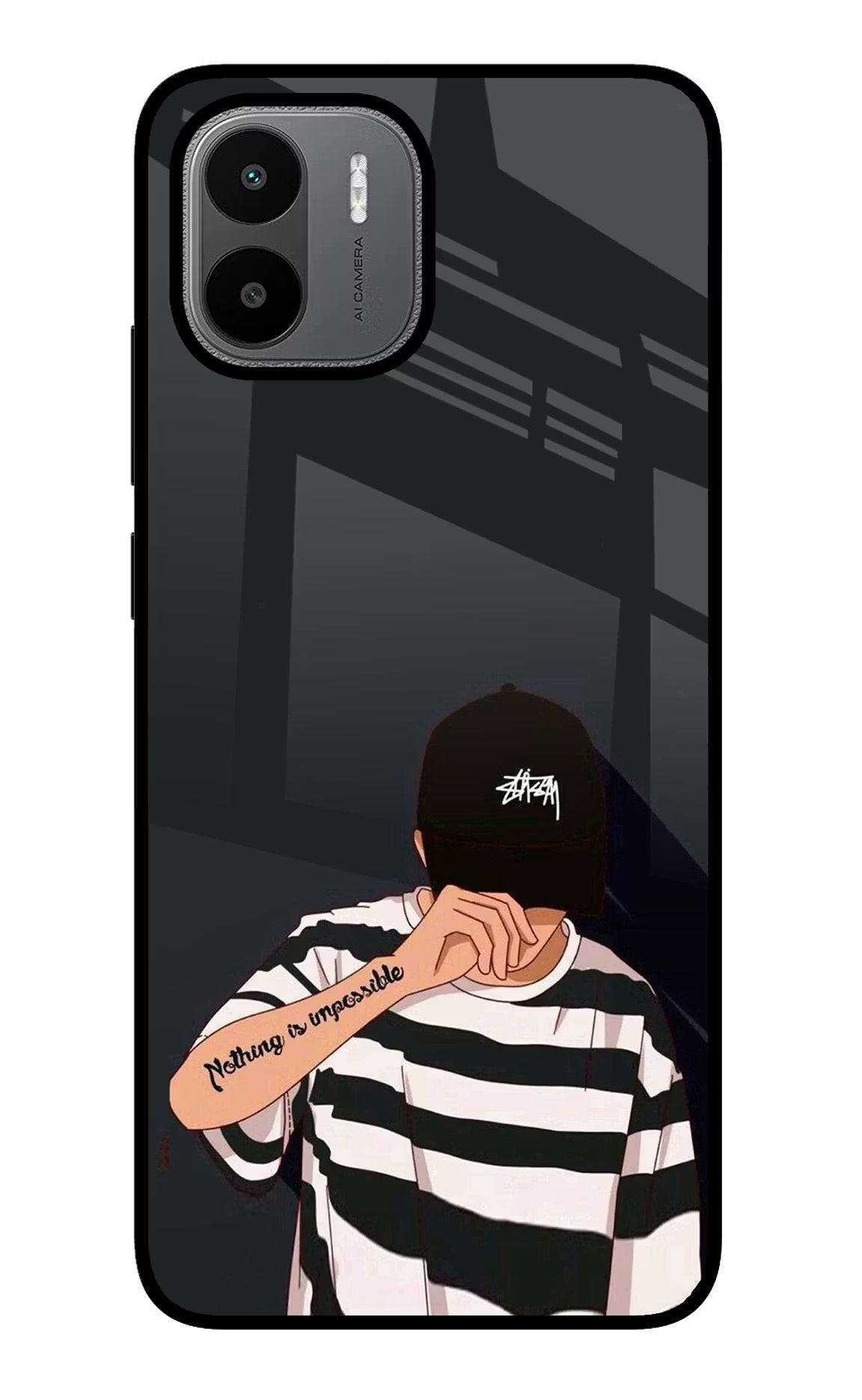 Aesthetic Boy Redmi A1/A2 Glass Case Back Cover by Casekaro