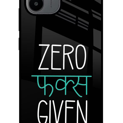 Zero Fucks Given Redmi A1/A2 Glass Case Back Cover by Casekaro