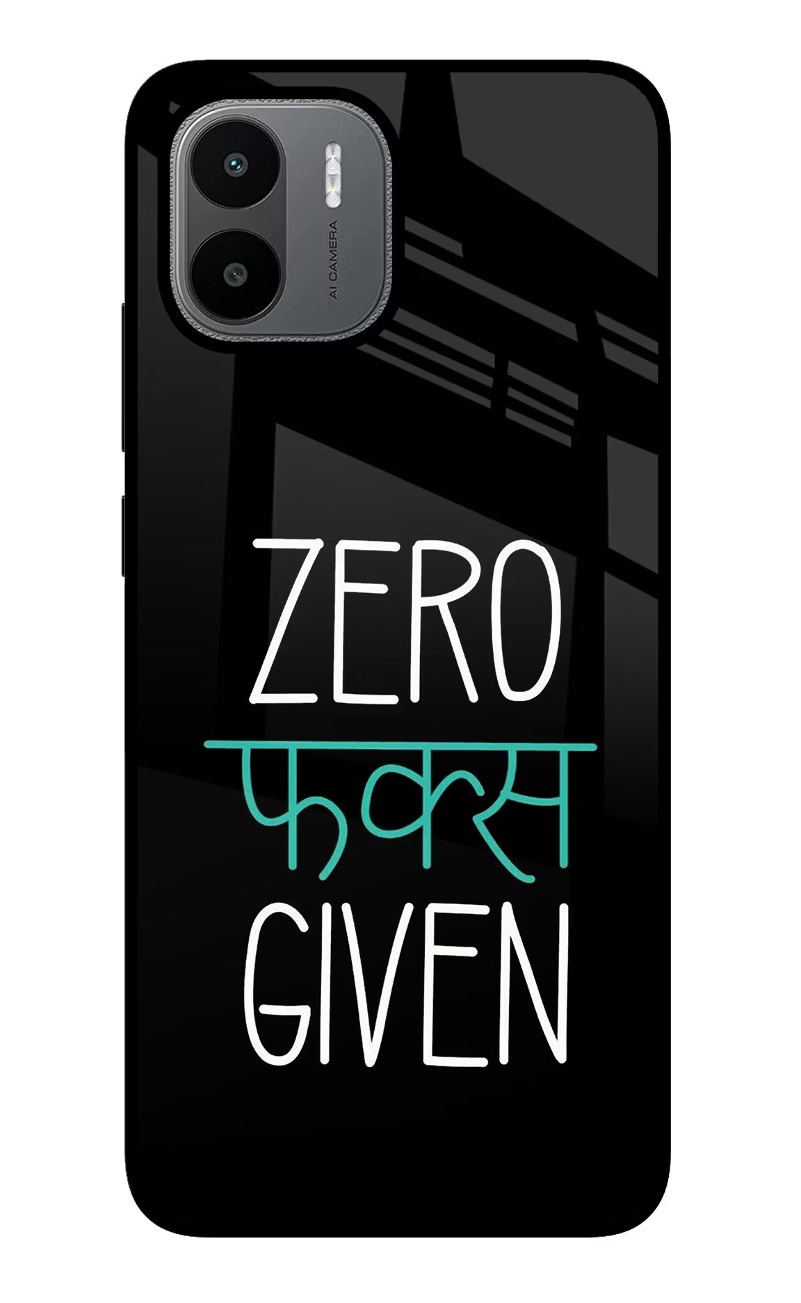 Zero Fucks Given Redmi A1/A2 Glass Case Back Cover by Casekaro