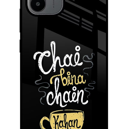 Chai Bina Chain Kaha Re Redmi A1/A2 Glass Case Back Cover by Casekaro