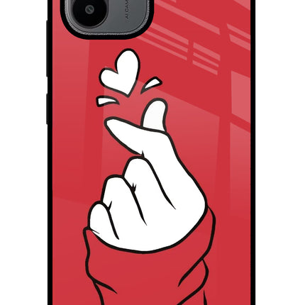Korean Love Sign Redmi A1/A2 Glass Case Back Cover by Casekaro