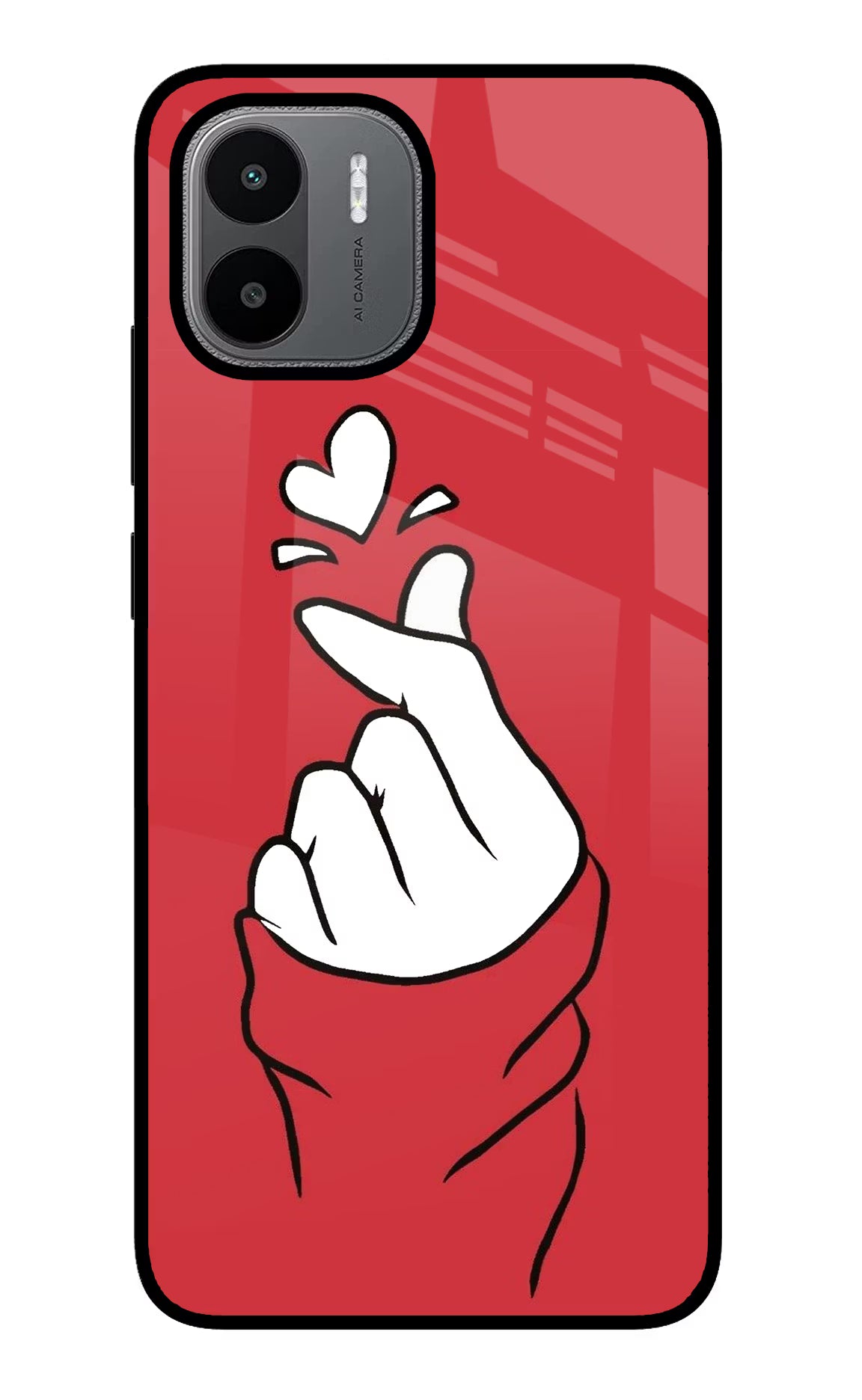 Korean Love Sign Redmi A1/A2 Glass Case Back Cover by Casekaro