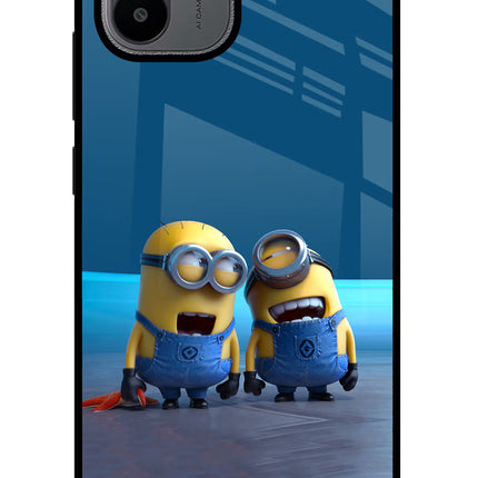 Minion Laughing Redmi A1/A2 Glass Case Back Cover by Casekaro
