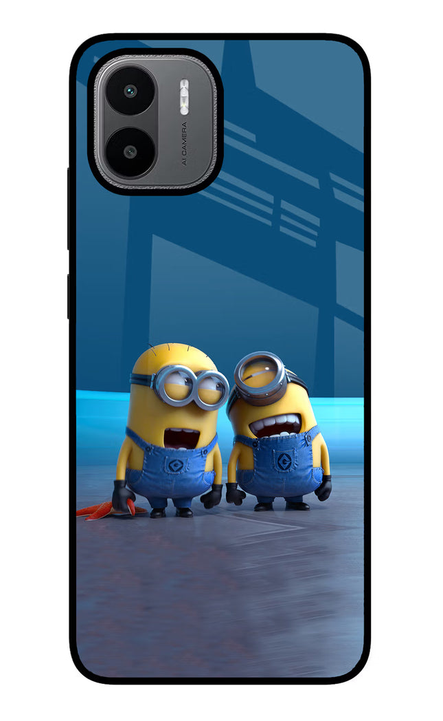 Minion Laughing Redmi A1/A2 Glass Case Back Cover by Casekaro