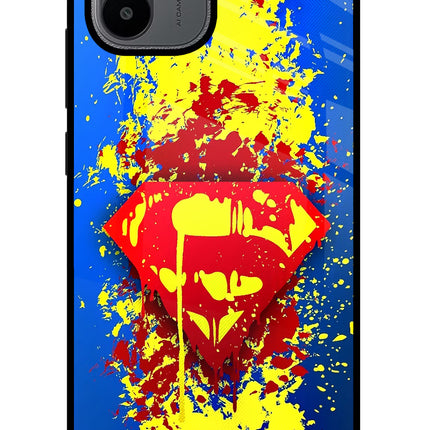 Superman logo Redmi A1/A2 Glass Case Back Cover by Casekaro