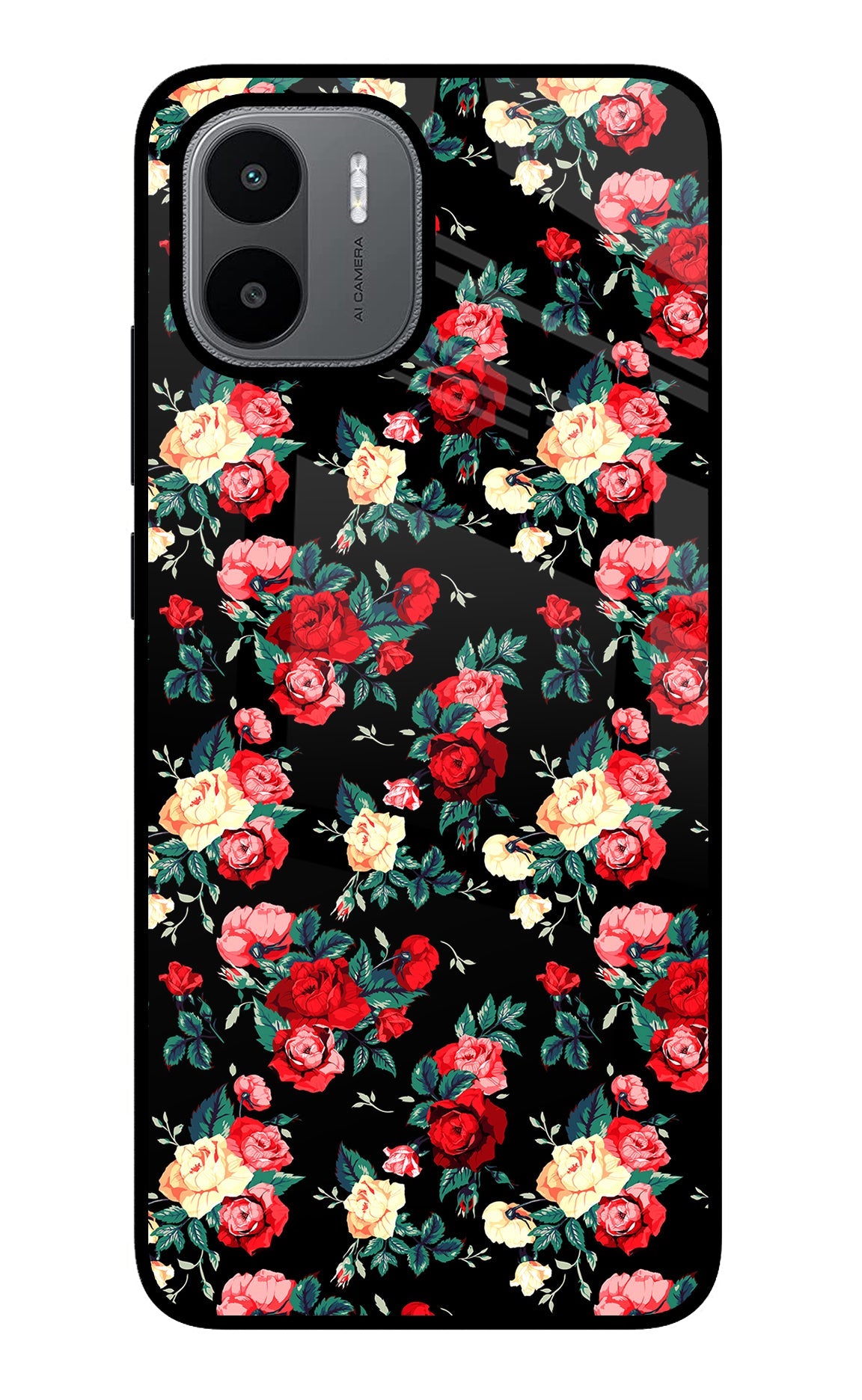 Rose Pattern Redmi A1/A2 Glass Case