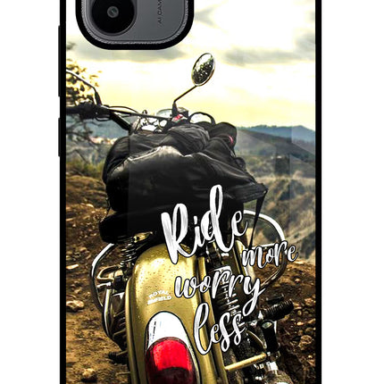 Ride More Worry Less Redmi A1/A2 Glass Case Back Cover by Casekaro
