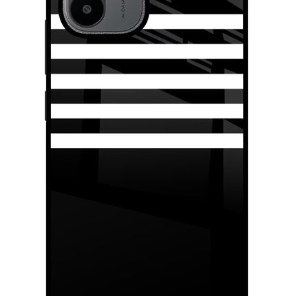 Black and White Print Redmi A1/A2 Glass Case Back Cover by Casekaro