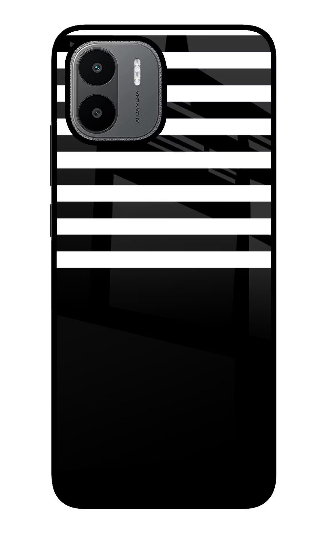 Black and White Print Redmi A1/A2 Glass Case Back Cover by Casekaro
