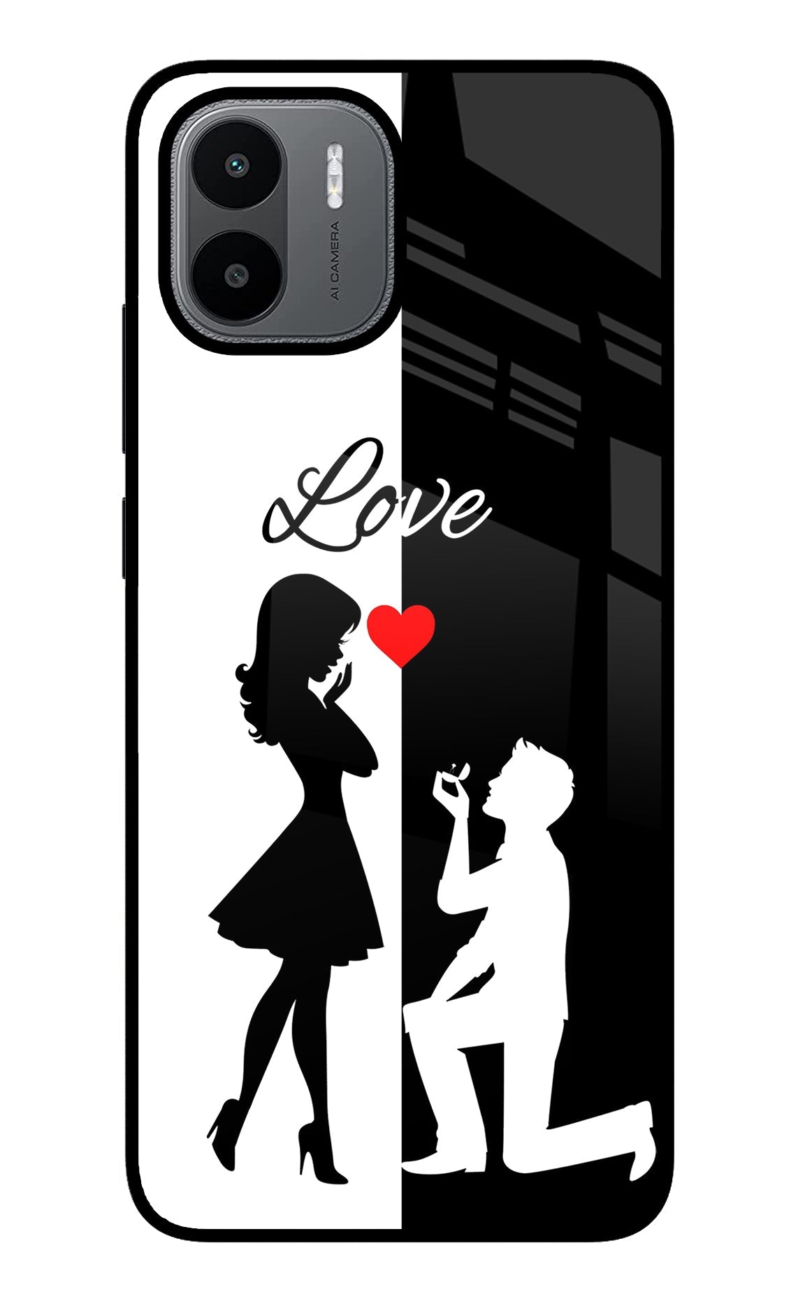 Love Propose Black And White Redmi A1/A2 Glass Case