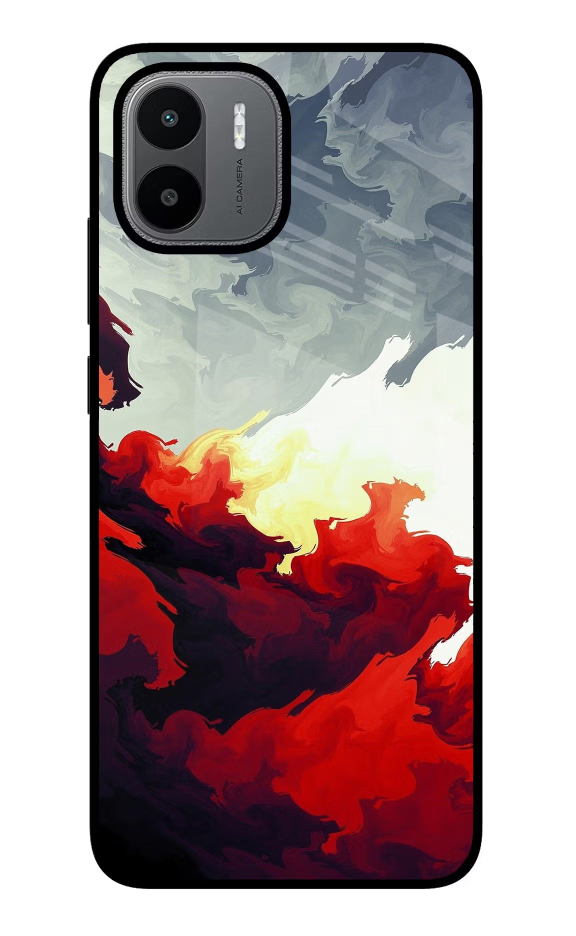 Fire Cloud Redmi A1/A2 Glass Case Back Cover by Casekaro