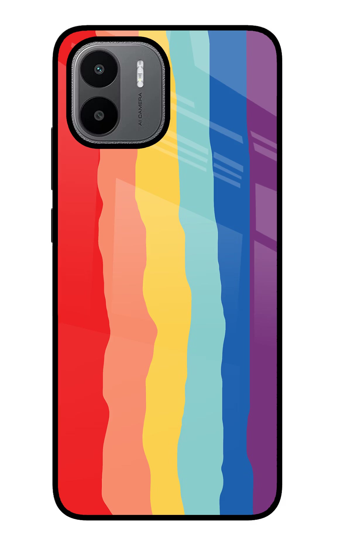 Rainbow Redmi A1/A2 Glass Case Back Cover by Casekaro