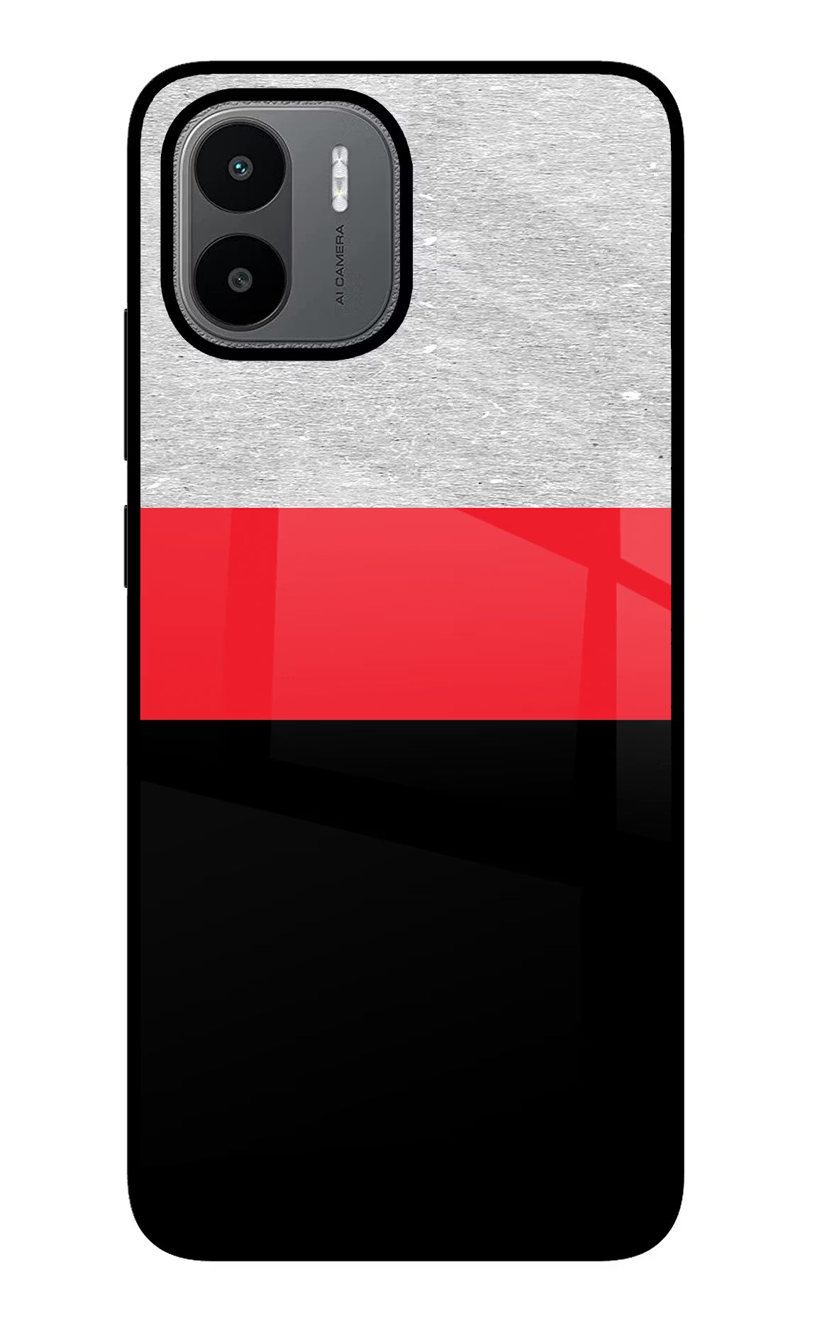 Tri Color Pattern Redmi A1/A2 Glass Case Back Cover by Casekaro