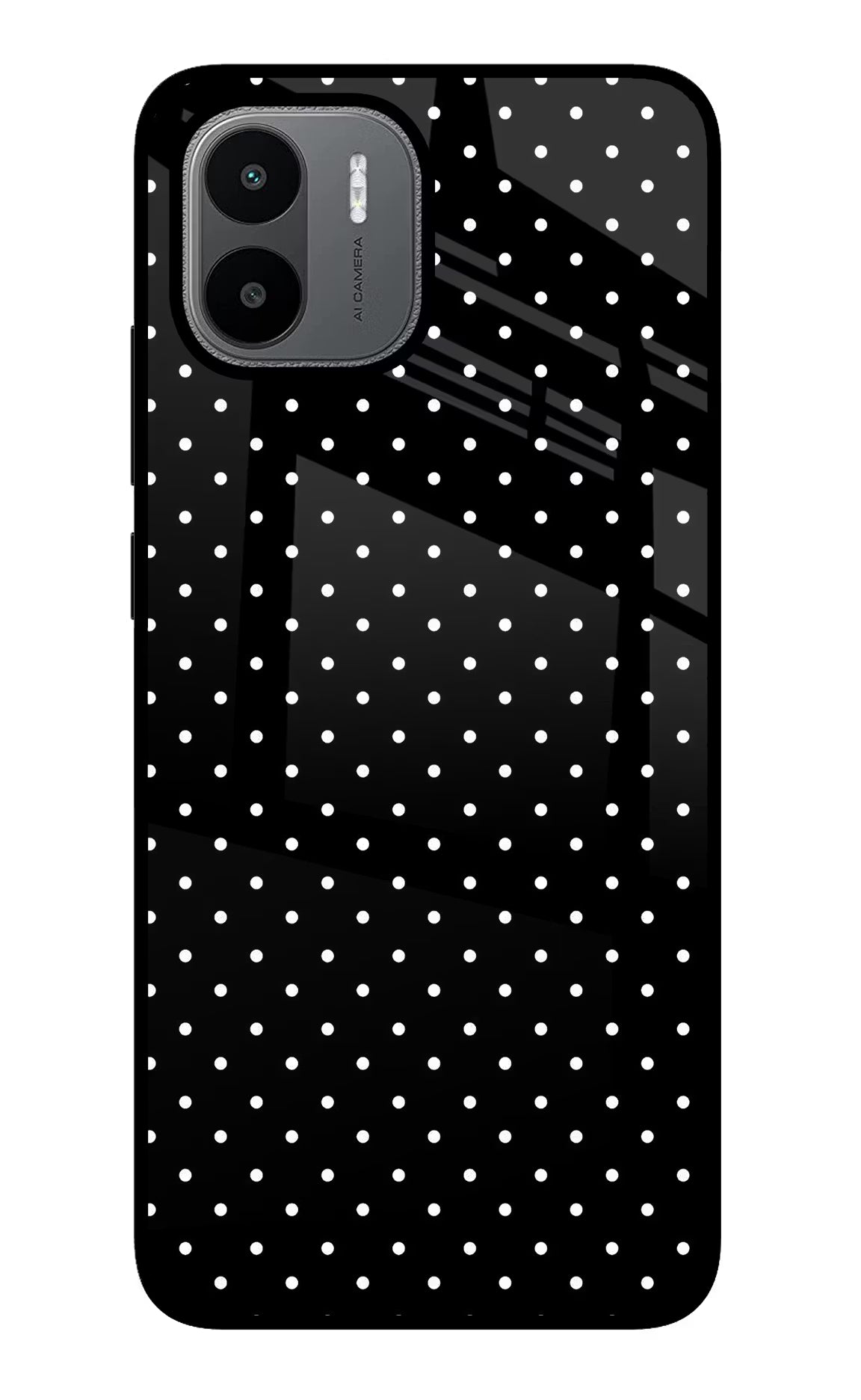 White Dots Redmi A1/A2 Glass Case Back Cover by Casekaro