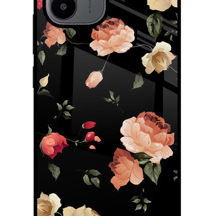 Flowers Redmi A1/A2 Glass Case Back Cover by Casekaro